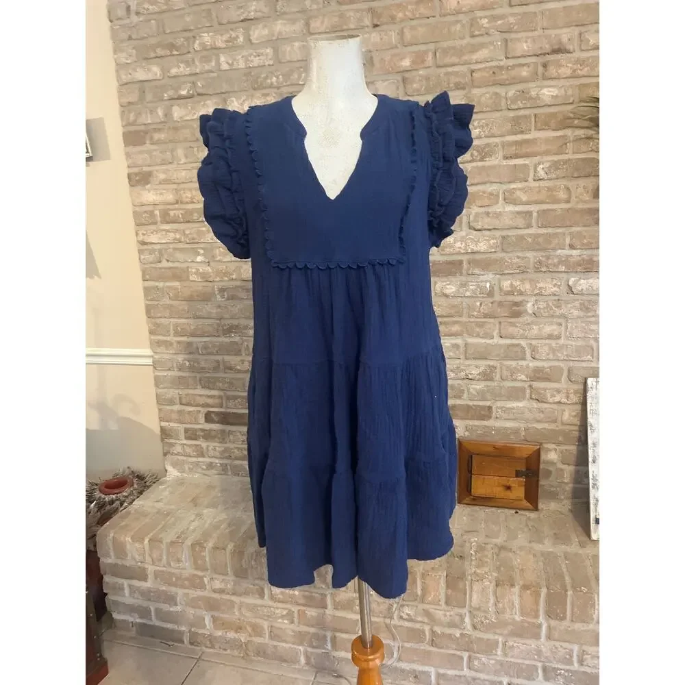 Women's UMGEE Ruffle Sleeve V-Neck Tiered Dress. Sz XL